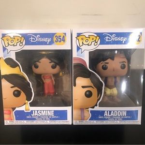 Funko pop Disney Aladdin’s  Jasmine 254 and Aladdin 252 NIB